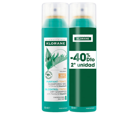 A LA ORTIGA sebum-regulating dry shampoo for brown/dark hair pack 2 x 150 ml